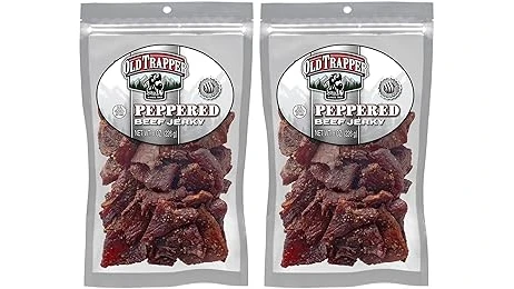 The image shows a curated selection of premium beef jerky packages, highlighting expensive varieties.