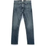 The image shows an assortment of designer blue jeans, highlighting luxury denim for a top ten list.