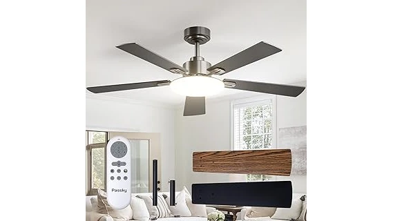 The image shows a luxurious ceiling fan, a contender for the most expensive in a top 10 list.