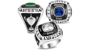 The image shows a close-up of a dazzling championship ring, a contender for the most expensive.