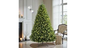The image shows an incredibly opulent, jewel-encrusted Christmas tree, likely featured in a list of the most expensive trees.
