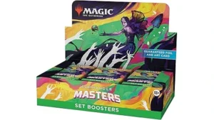 The image shows a collection of valuable collectible cards from the Commander Masters set.
