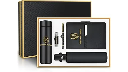 The image shows a luxurious collection of premium items suitable for top corporate gift selections.