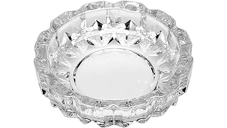 The image shows a luxurious, intricately cut crystal ashtray, likely one of the most expensive.