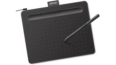 The image shows a high-end digital drawing tablet with stylus, highlighting an expensive art creation tool.