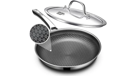 The image shows a gleaming, high-end frying pan, part of a collection of the top 10 most expensive frying pans.