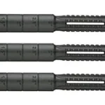 This image shows a collection of sleek, high-end golf shafts, highlighting expensive options for the discerning golfer.