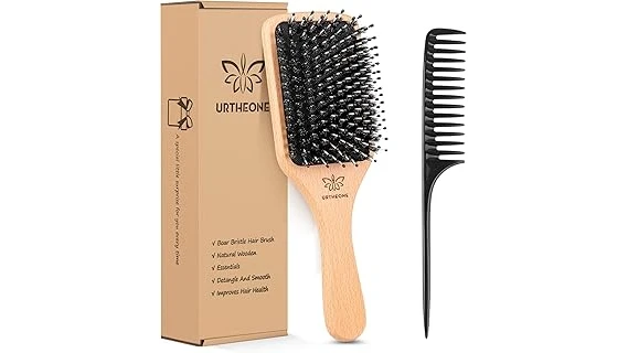 The image shows a selection of luxurious hair brushes displayed artistically, hinting at top expensive hair tools.