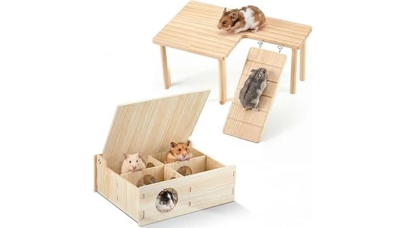 The image shows a luxurious hamster cage filled with expensive accessories, part of the Top 10 Most Expensive Hamster feature.