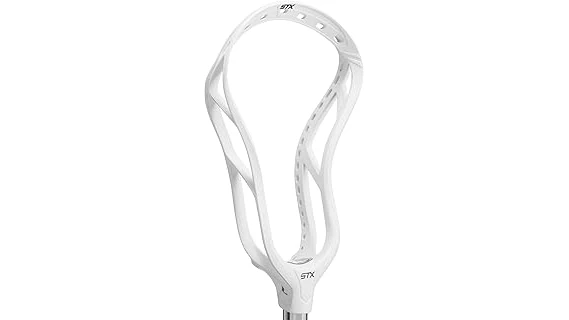 The image shows a sleek, high-performance lacrosse head, highlighting expensive options from the Top 10 list.