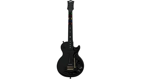 The image shows a classic electric guitar, highlighting a valuable Les Paul model.