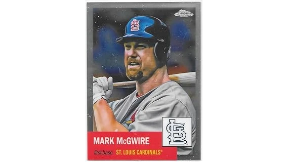 The image shows a rare Mark McGwire baseball card, highlighting his valuable collectibles.