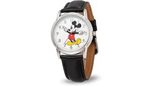 The image shows an exquisite, diamond-encrusted Mickey Mouse watch, highlighting its luxury appeal for expensive collectibles.