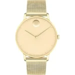 The image shows a luxurious wristwatch, likely one of the most expensive Movado watches featured.