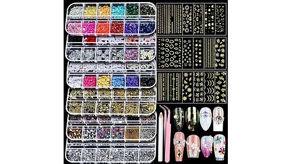 The image shows a close-up of a luxurious nail design, hinting at expensive artistry from the top 10 list.