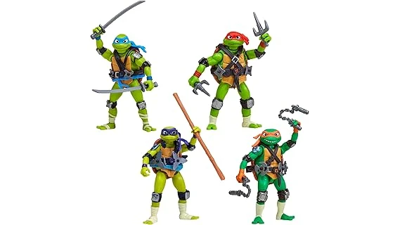 The image shows a collection of valuable vintage Ninja Turtle toys, highlighting the top 10 most expensive items.