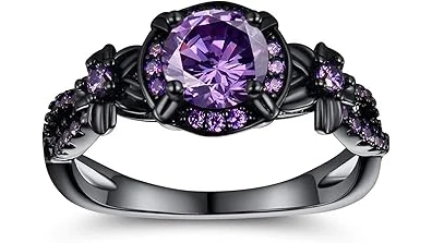 The image shows a stunning purple diamond engagement ring, perfect for a luxurious proposal.