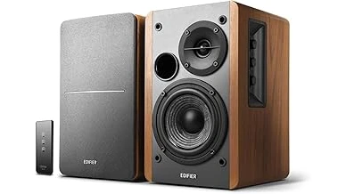 The image shows elegant, high-end stereo speakers, perfect for a top 10 list.