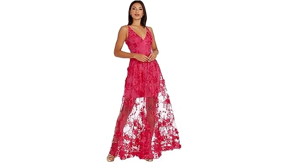 This image shows a luxurious, flowing designer summer dress perfect for a special occasion.
