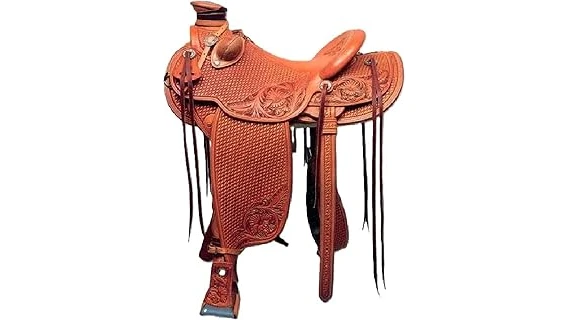 The image shows a highly ornate, handcrafted western saddle, likely a contender for the most expensive.