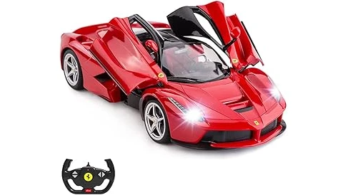 The image shows a sleek, red sports car parked on a road, possibly for a comparison of expensive vehicles.