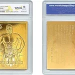 The image shows rare wrestling trading cards, highlighting the most expensive collectibles.