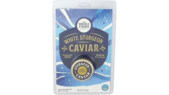 The image shows glistening sturgeon roe, showcasing the luxury of the world's most expensive caviar fish.