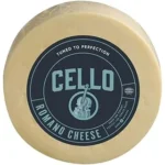 The image shows a large, aged wheel of cheese, perfect for a luxurious tasting.