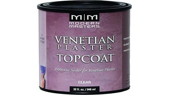 The image shows a luxurious, smooth Venetian plaster wall finish in a rich, deep color.