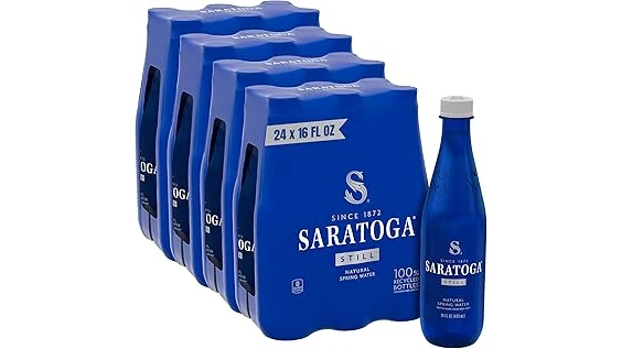 The image shows a collection of expensive bottled spring water brands, highlighting the top 9 most expensive.